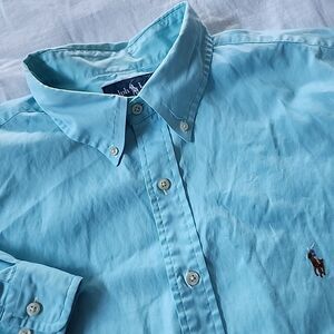 Polo Ralph Lauren Classic Fit 18 34/35 Button Down Long Sleeve Oxford Shirt Blue